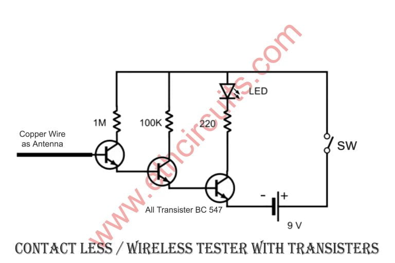 Wireless Tester Contact Less Tester Ac Line Tester Ic4017 Ic555 Transister 7498