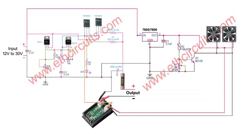 Best 0-30V 0-10A Variable Power Supply Circuit Diagram