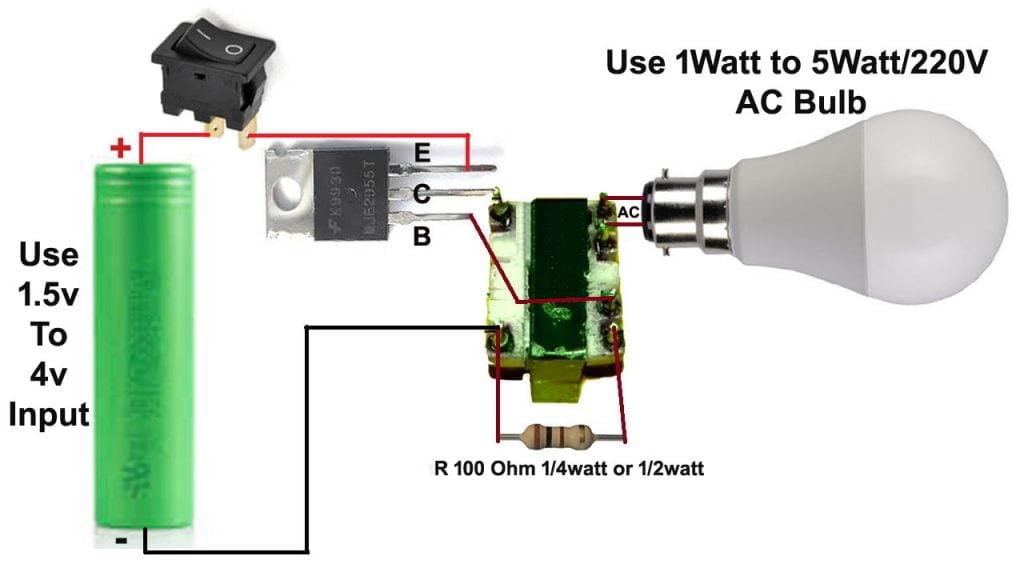 Easy 3.7v to 220v Inverter Circuit Diagram