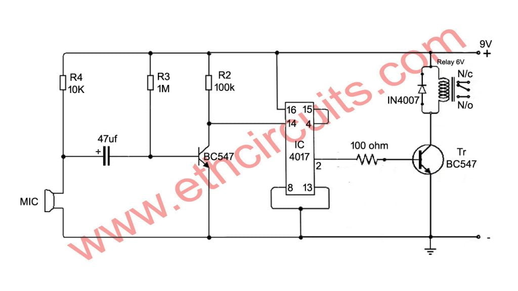 clap switch circuit diagram with relay