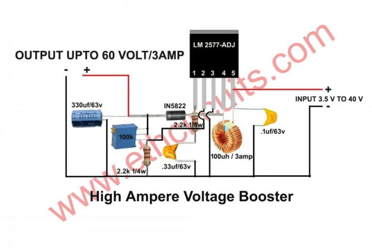 Simple 3 Amp. Dc To Dc Boost Converter Circuit Diagram