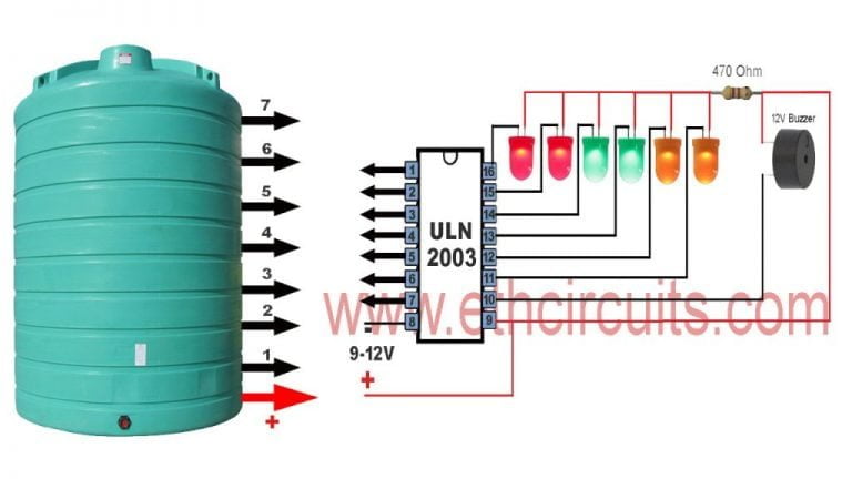 Simple Water Level Indicator With Alarm Circuit Diagram 2946