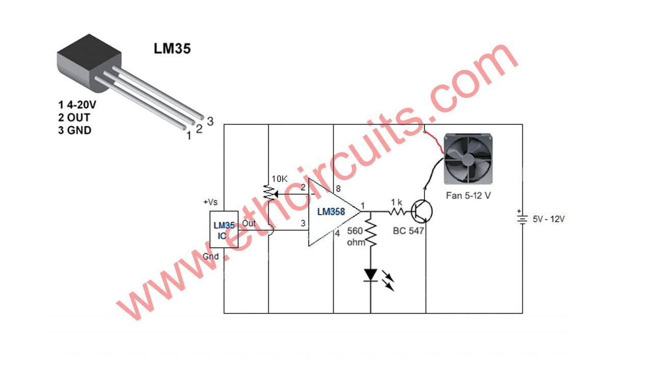 2 Simple Temperature Controlled Fan Circuit Diagram