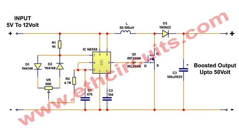 Best DC To DC Converter Circuit Diagram With 555, V.Booster