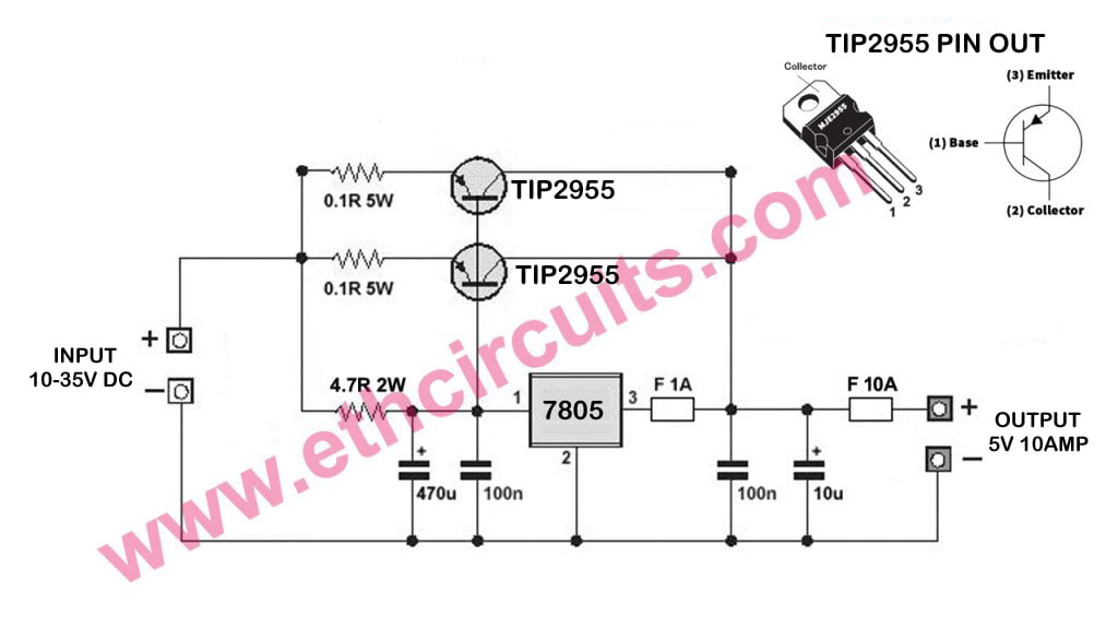 5V 10A Power Supply Circuit Diagram